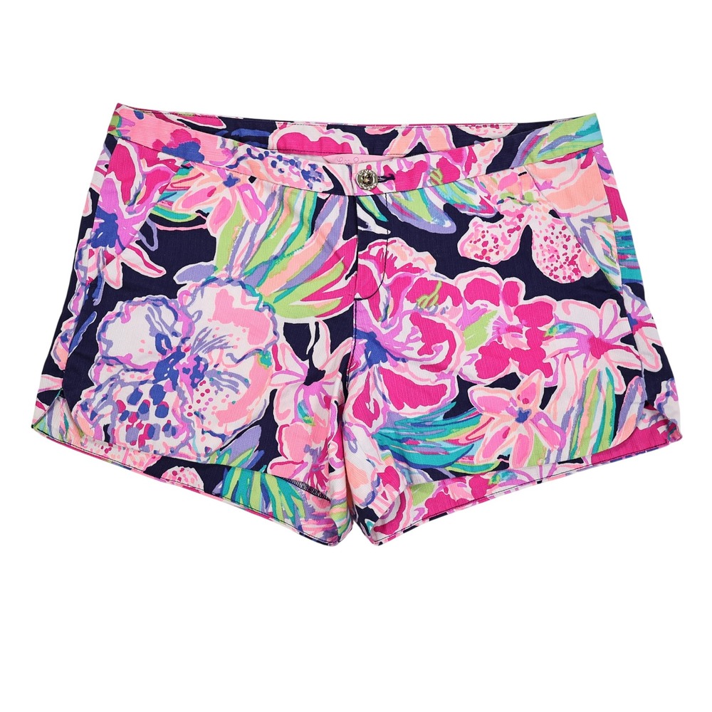 LILLY PULITZER‎ Women's Size 2 Tipping Point Navy Floral Cotton Adie Shorts